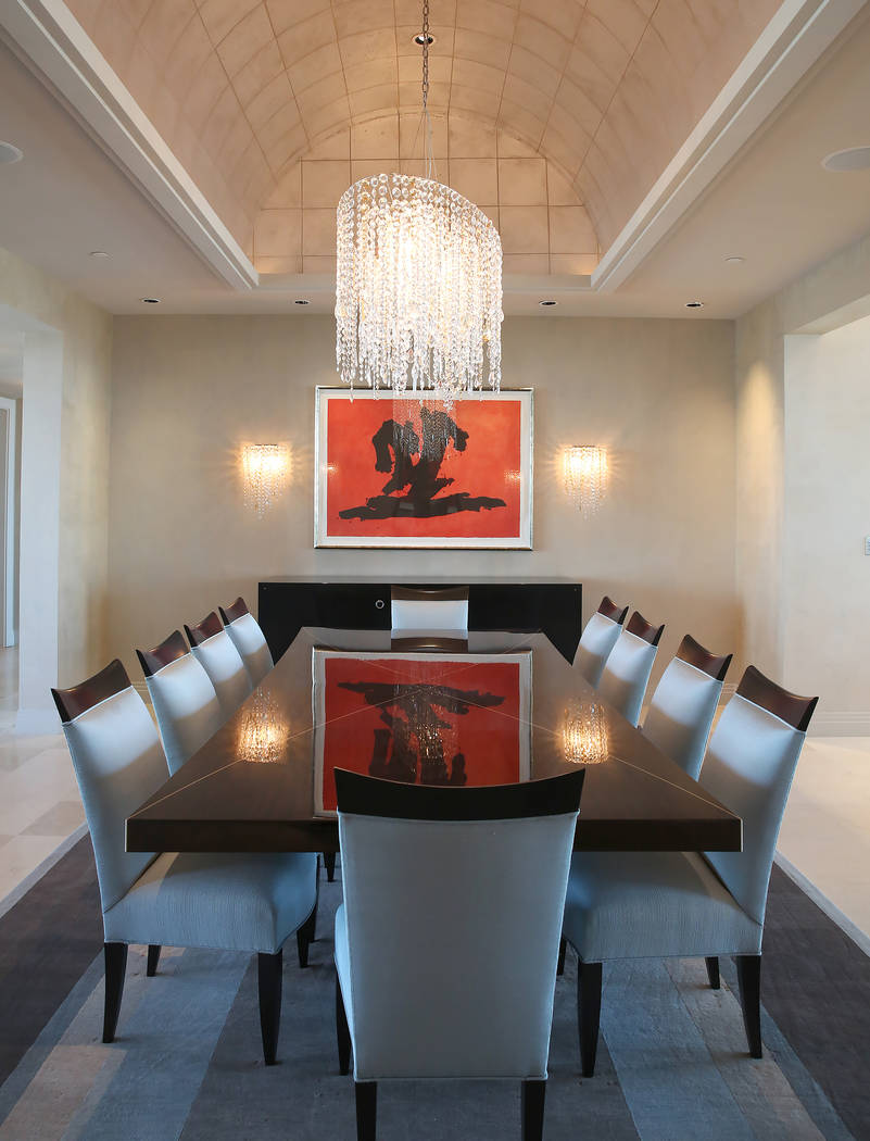 A dinning room inside a penthouse at Turnberry Place on 2777 Paradise Rd., on Wednesday, June 14, 2017, in Las Vegas. Bizuayehu Tesfaye/Las Vegas Review-Journal @bizutesfaye