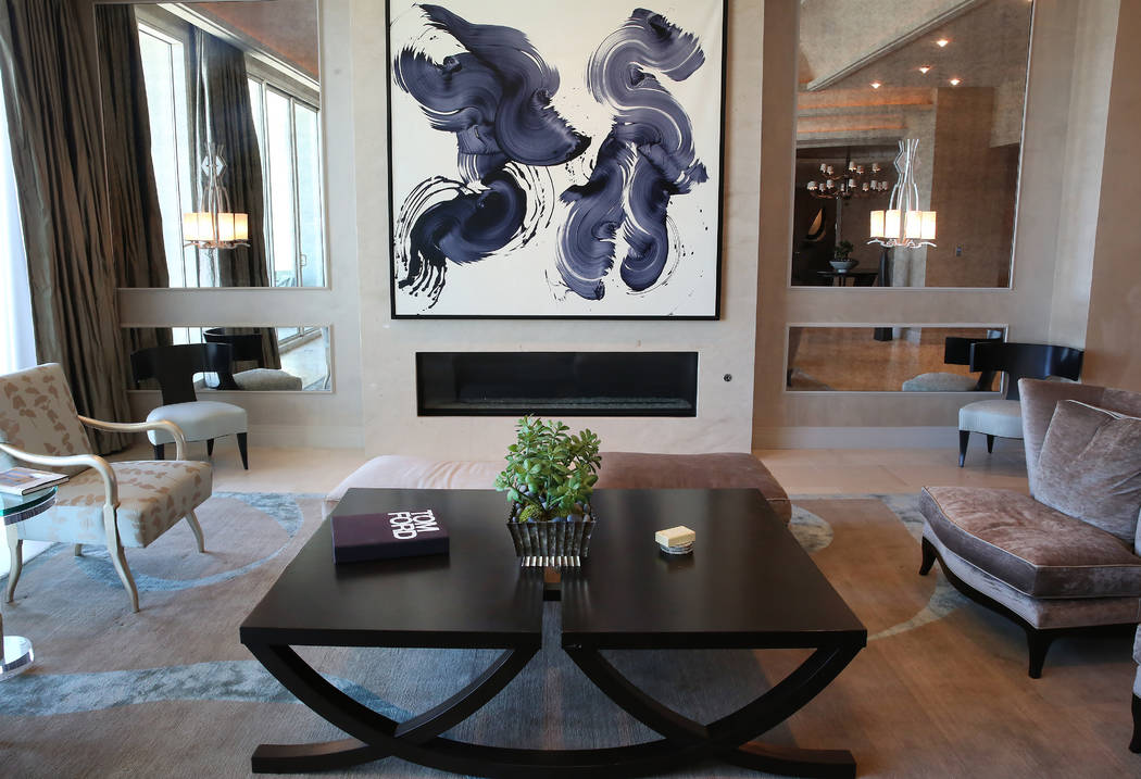 A living room inside a penthouse at Turnberry Place on 2777 Paradise Rd., on Wednesday, June 14, 2017, in Las Vegas. Bizuayehu Tesfaye/Las Vegas Review-Journal @bizutesfaye