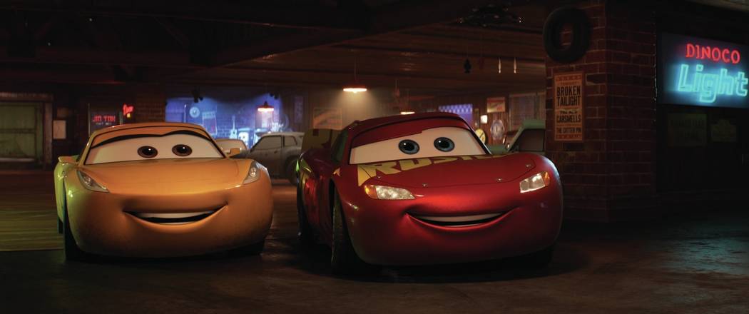 CARS 3 (Pictured) - Cruz Ramirez (voice of Cristela Alonzo) and Lightning McQueen (voice of Owen Wilson). ©2017 Disney•Pixar. All Rights Reserved.