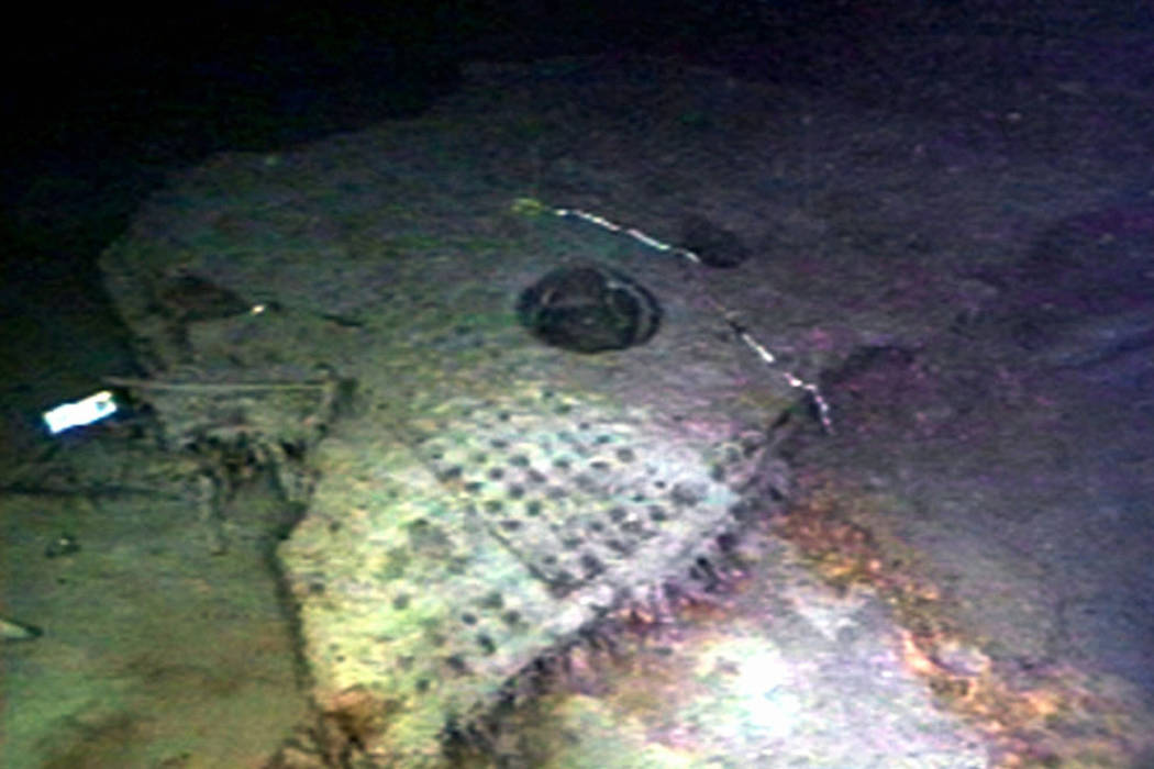 A 21-ton section of the hull from the Titanic lies on the floor of the Atlantic Ocean off the coast of Newfoundland on Aug. 12, 1996. (Discovery Channel Online/File, AP)