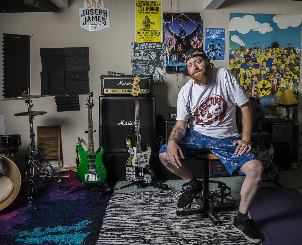 Cody Leavitt is considered the godfather of Vegas punk, mentoring young bands and allowing them to record in his studio. Photo taken on Wednesday, June 14, 2017, at Leavitt's home, in Las Vegas. B ...