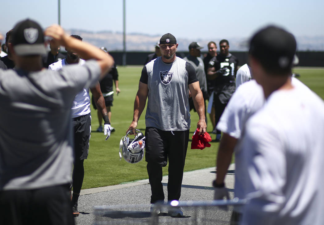 Oakland Raiders kicker Sebastian Janikowski after finishing up with day two of a mini-camp at the Raiders headquarters and training facility in Alameda, Calif. on Wednesday, June 14, 2017. Chase S ...