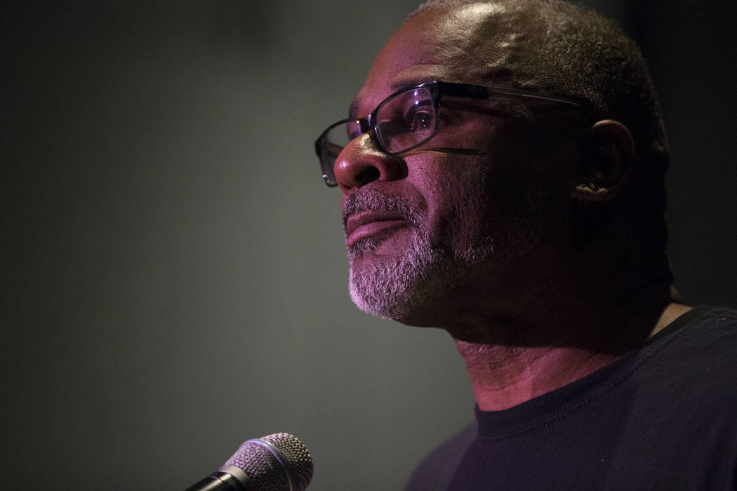 Poet Rodney Lee during a book release party at the Winchester Cultural Center on Saturday, June 17, 2017 in Las Vegas. The new poetry anthology, "Clark: Poetry from Clark County Nevada&am ...