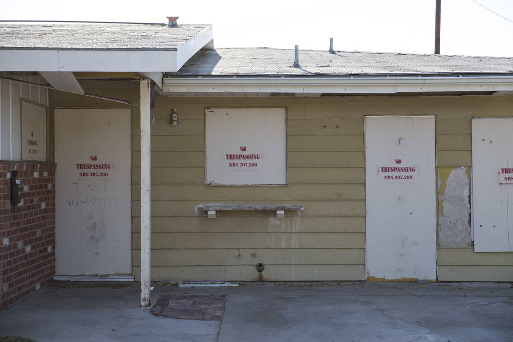 A boarded-up house is seen near Vegas and Rancho drives in Las Vegas on Monday, June 19, 2017. Richard Brian Las Vegas Review-Journal @vegasphotograph