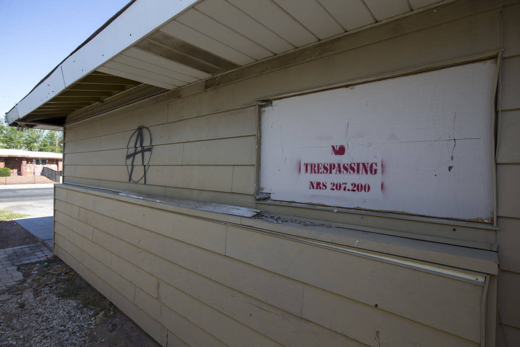 A boarded-up house is seen near Vegas and Rancho drives in Las Vegas on Monday, June 19, 2017. Richard Brian Las Vegas Review-Journal @vegasphotograph