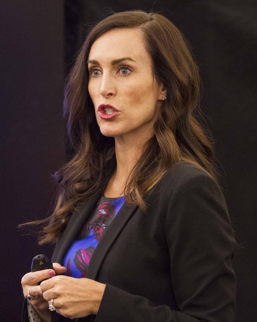 Prosecutor Jacqueline Bluth presents her opening statements to the jury in the murder trial of Thomas Randolph at the Regional Justice Center in downtown Las Vegas on Friday, June 16, 2017. Richar ...
