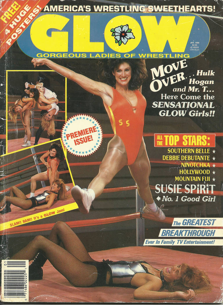 Susie Spirit (Lauri S. Thompson) appears on the cover of the first issue of GLOW magazine. (gorgeousladiesofwrestling.com)