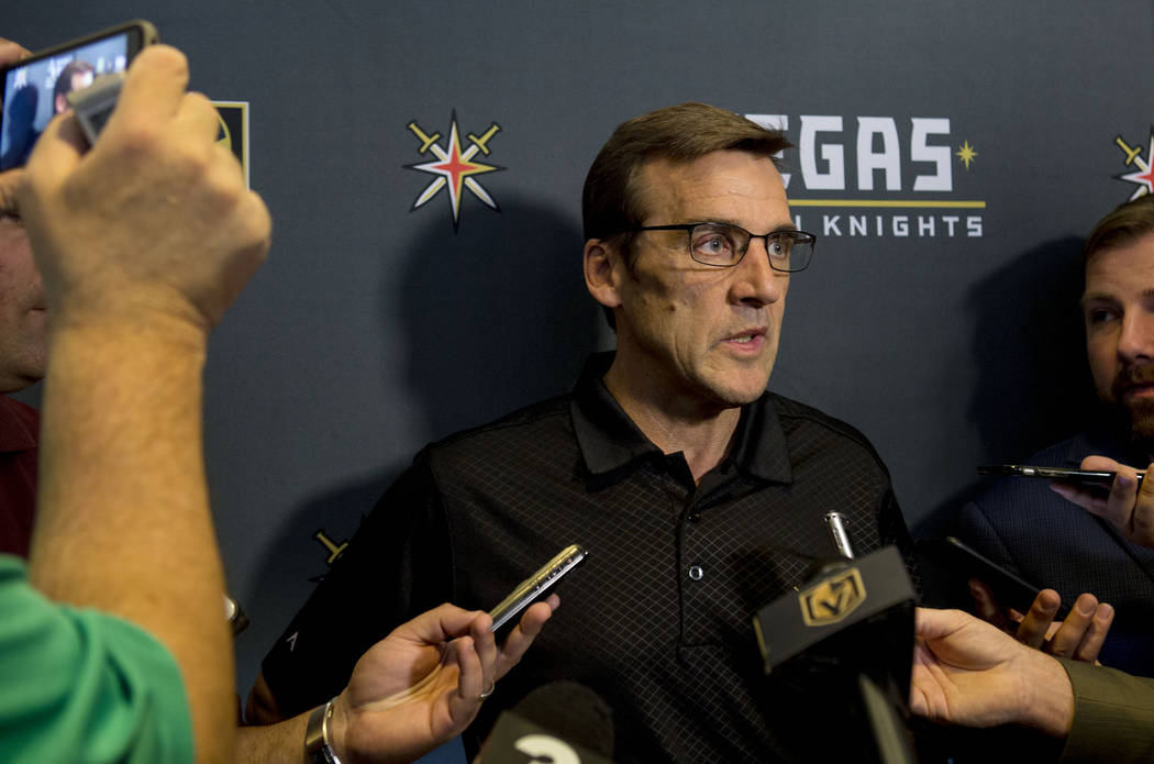 Vegas Golden Knights General Manager George McPhee gives a media briefing at the team's main office in Las Vegas, Monday, June 19, 2017. Elizabeth Brumley/ The Las Vegas Review-Journal