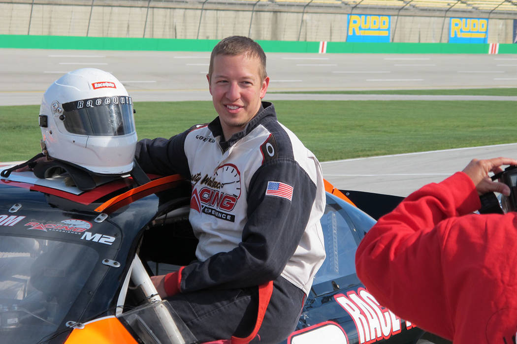 Stephen D. Cox is seen just before he drove on the Kentucky Speedway in 2014. He would later die due to injuries sustained when his car wrecked on the track. (Garry Leppla)
