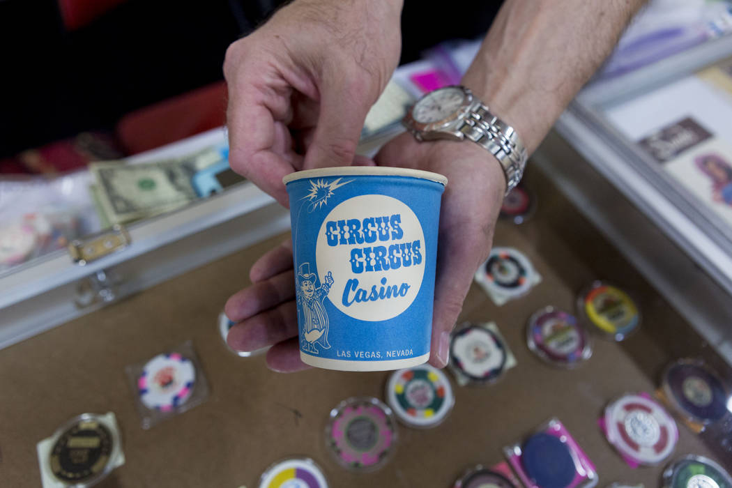 A vintage chip collector cup during the 25th annual Casino Collectibles Convention at South Point hotel-casino  in Las Vegas, Thursday June 22, 2017. Elizabeth Brumley Las Vegas Review-Journal