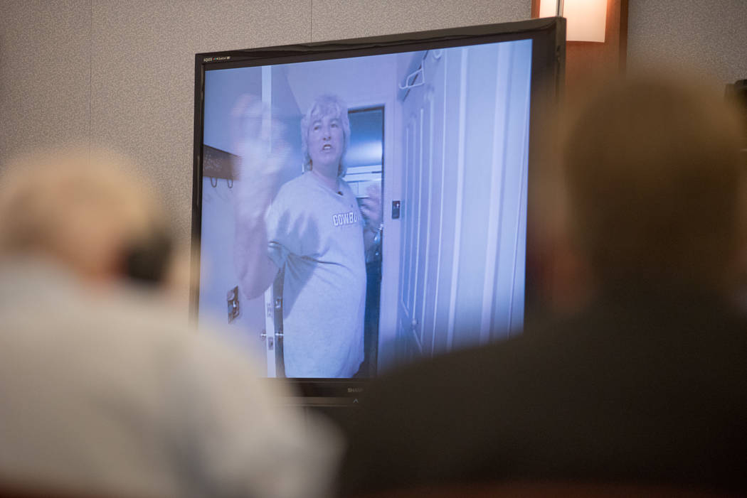A series of clips showing a reenactment of the homicide, made by Thomas Randolph for the homicide detectives, is presented during the trial on Wednesday, June 21, 2017, at Regional Justice Center  ...