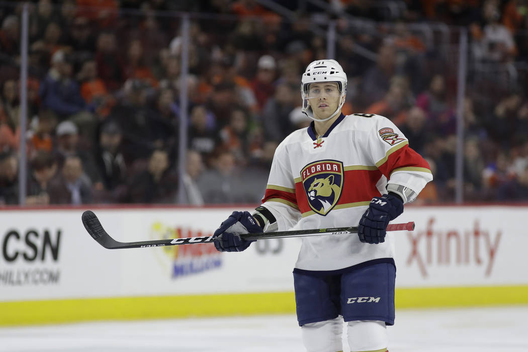 Florida Panthers' Jonathan Marchessault in action during an NHL hockey game against the Philadelphia Flyers, Thursday, March 2, 2017, in Philadelphia. (AP Photo/Matt Slocum)