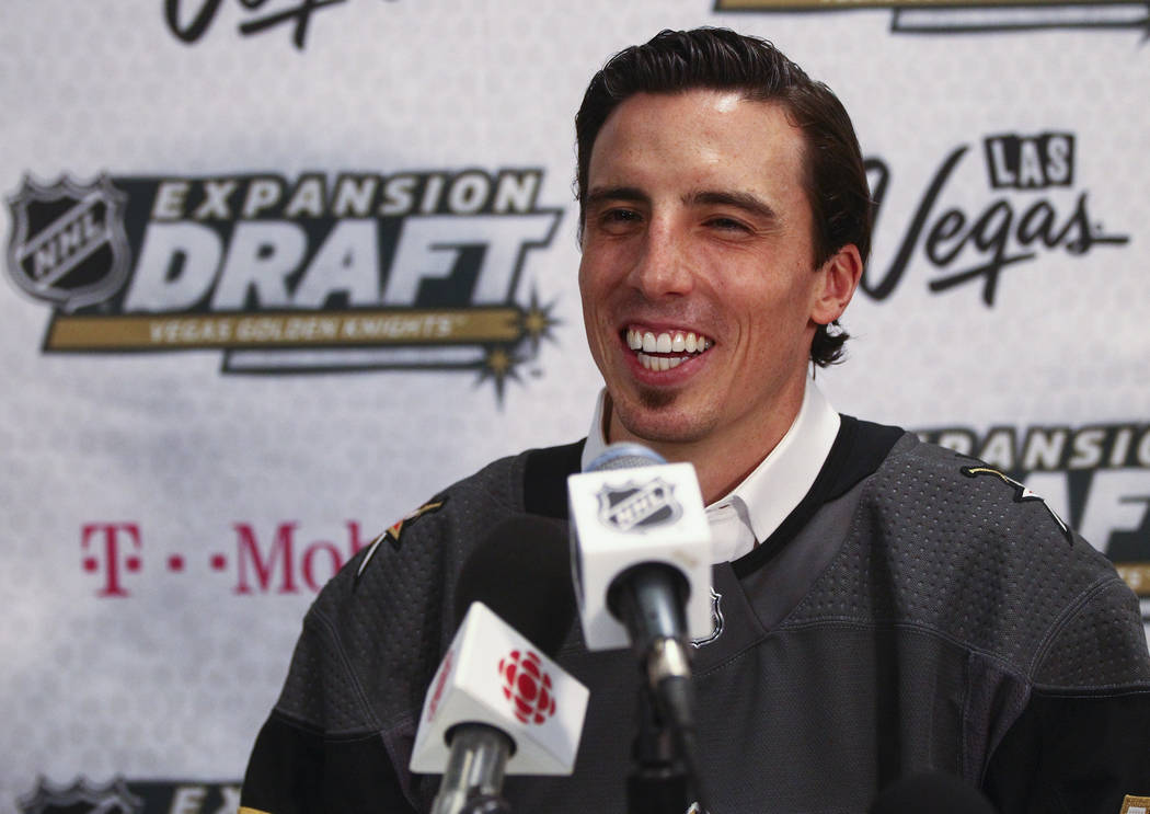 Marc-Andre Fleury is interviewed following the NHL Awards and expansion draft at the T-Mobile Arena in Las Vegas on Wednesday, June 21, 2017. Chase Stevens Las Vegas Review-Journal @csstevensphoto