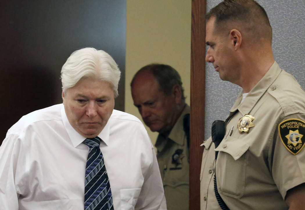 Thomas Randolph enters the courtroom at the Regional Justice Center before a prosecutor and his defense attorney deliver their closing arguments to the jury at the Regional Justice Center in Las V ...