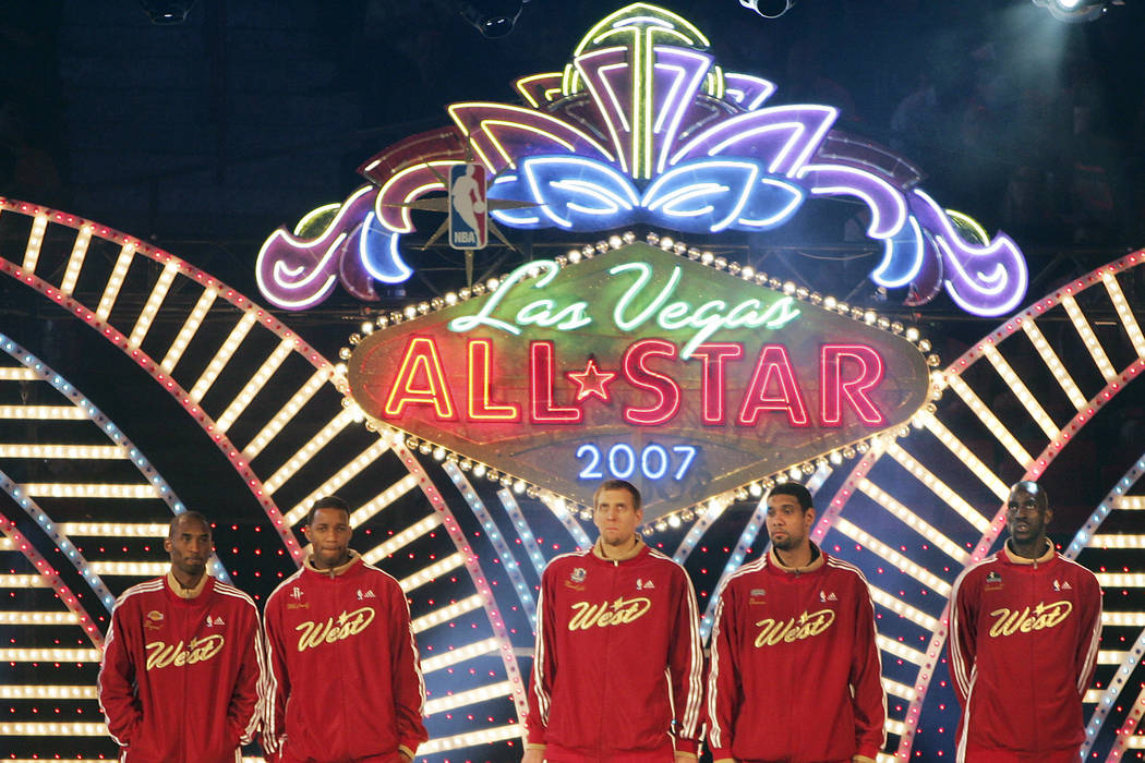 NBA Western Conference starting players are introduced during the All-Star basketball game at the Thomas and Mack Center in Las Vegas on Sunday, Feb. 18, 2007. (John Gurzinski/Las Vegas Review-Jou ...