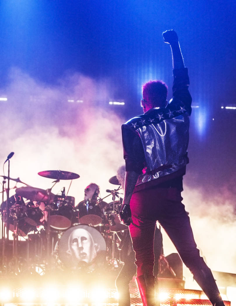 Adam Lambert performs with Queen on Saturday, June 24, 2017, at T-Mobile Arena, in Las Vegas. Benjamin Hager Las Vegas Review-Journal @benjaminhphoto