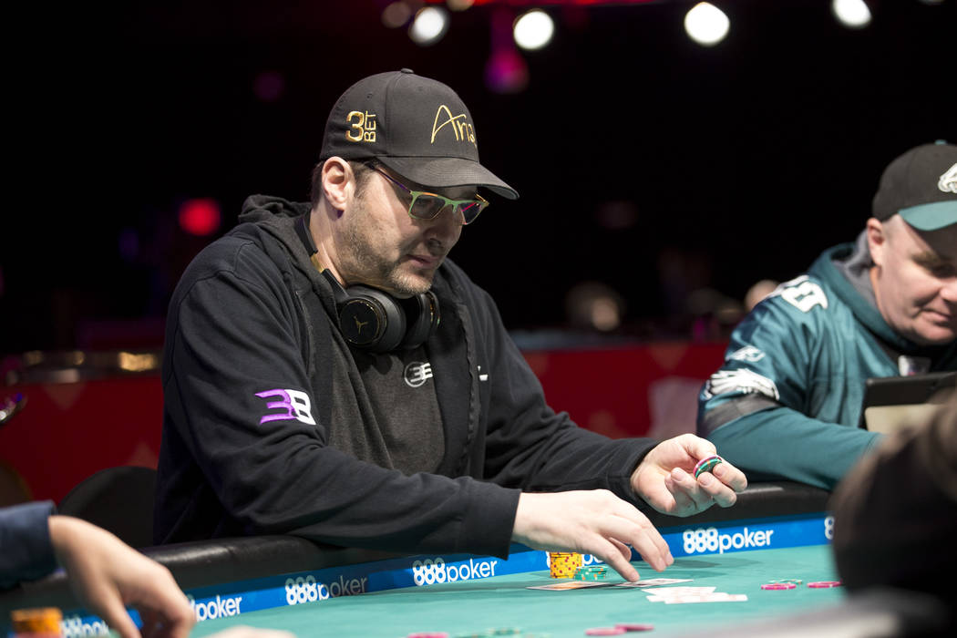 Phil Hellmuth plays a hand during the World Series of Poker on Monday, June 26, 2017, at the Rio hotel-casino, in Las Vegas. (Richard Brian/Las Vegas Review-Journal) @vegasphotograph