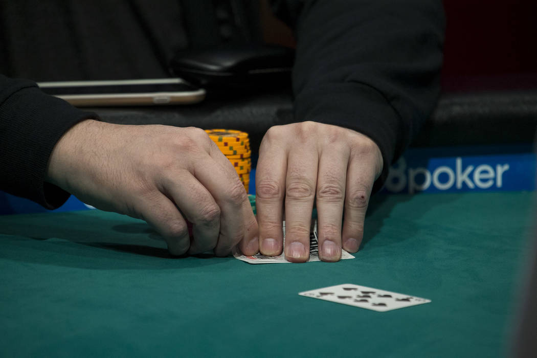 Phil Hellmuth plays a hand during the World Series of Poker on Monday, June 26, 2017, at the Rio hotel-casino, in Las Vegas. (Richard Brian/Las Vegas Review-Journal) @vegasphotograph