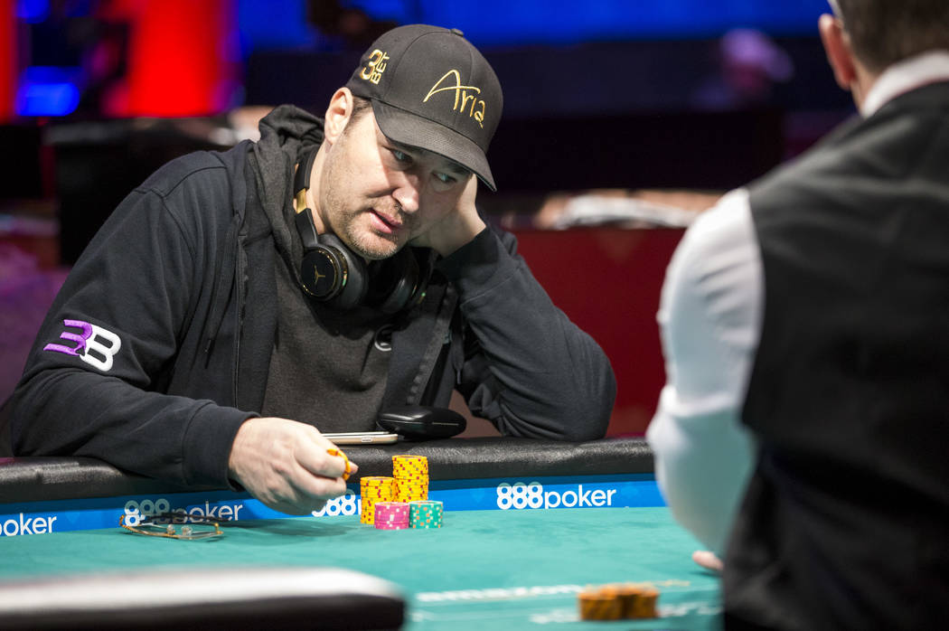 Phil Hellmuth plays a hand during the World Series of Poker on Monday, June 26, 2017, at the Rio hotel-casino, in Las Vegas. (Richard Brian/Las Vegas Review-Journal) @vegasphotograph