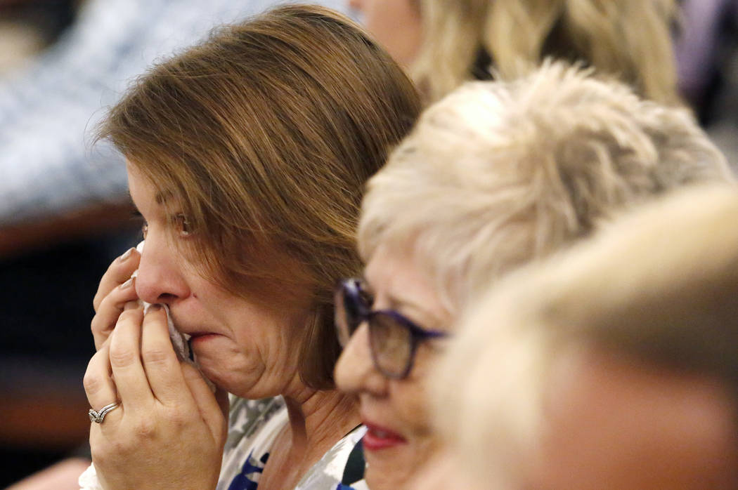 Colleen Beyer, daughter of murder victim Sharon Causse, reacts as the verdict is read in case of Thomas Randolph, who is accused of hiring a hitman to kill his last wife Causse, at the Regional Ju ...