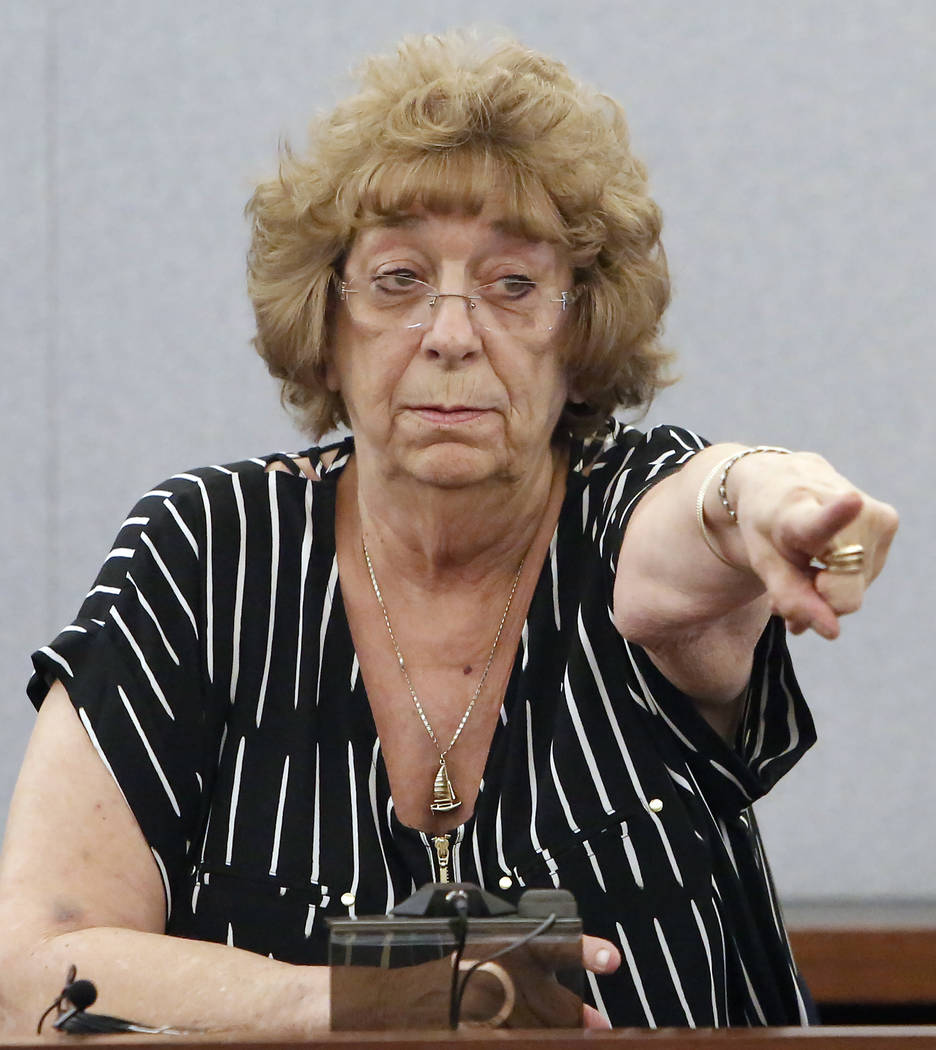 Gayna Allmon, ex-wife of Thomas Randolph, who was found guilty on two counts of murder and one count of conspiracy to commit murder, testifies at the Regional Justice Center in Las Vegas on Wednes ...