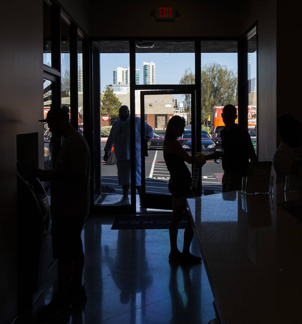 Customers arrive at Acres Cannabis during the first day of recreational sales in Las Vegas on Saturday, July 1, 2017. Chase Stevens Las Vegas Review-Journal @csstevensphoto