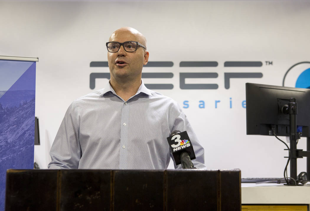Andrew Jolley, president of the Nevada Dispensary Association, during a press conference leading up to the start of recreational marijuana sales in Las Vegas, which begin July 1, at Reef Dispensar ...
