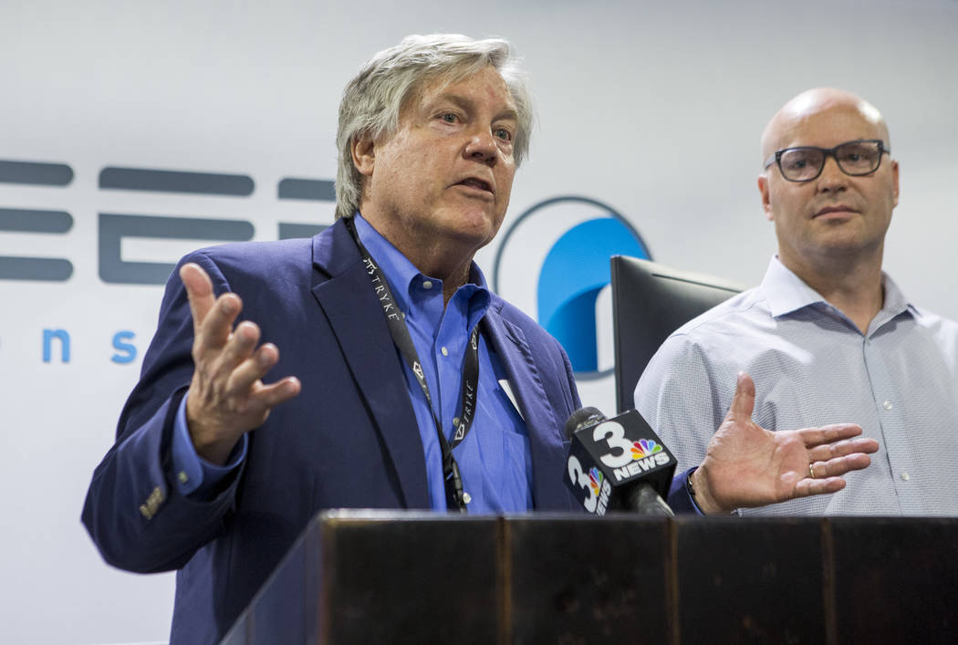 Sen. Tick Segerblom, D-Las Vegas, during a press conference leading up to the start of recreational marijuana sales in Las Vegas, which begin July 1, at Reef Dispensaries near the Las Vegas Strip  ...