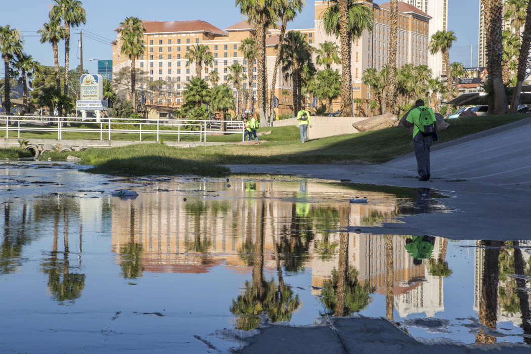 The HELP of Southern Nevada team exits a flood tunnel near the Hard Rock hotel-casino on Tuesday, June 27, 2017. Patrick Connolly Las Vegas Review-Journal @PConnPie