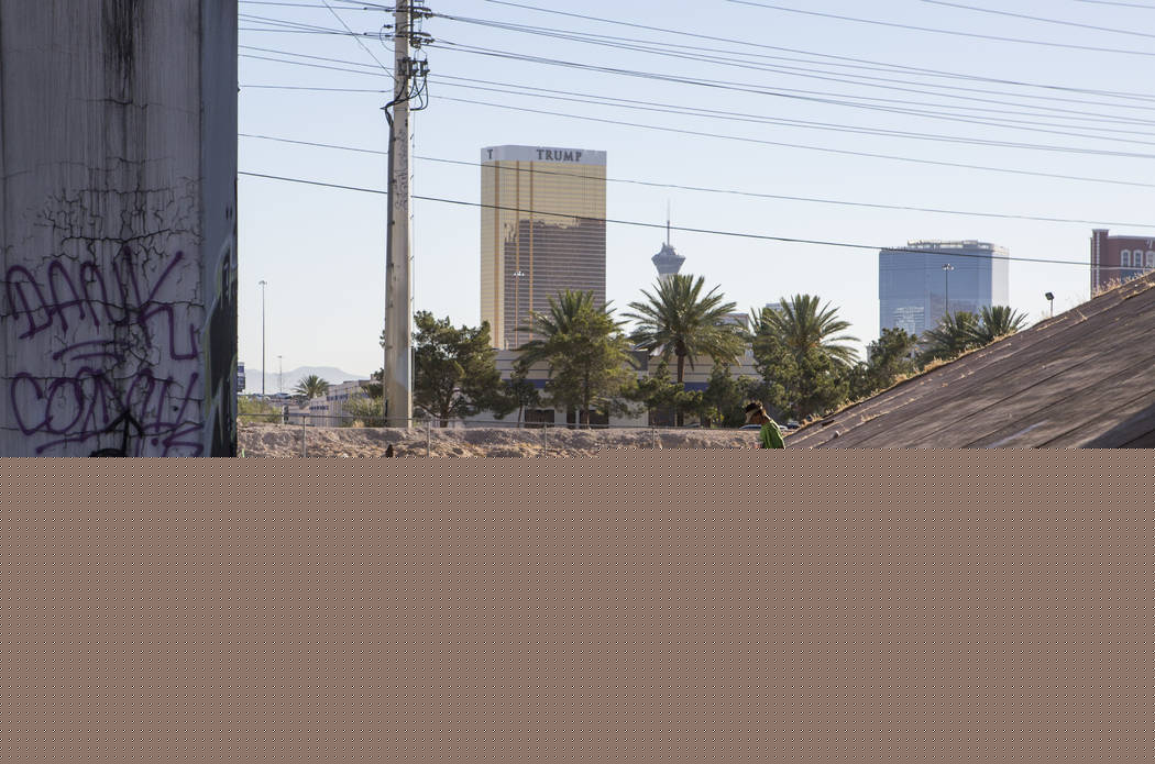 A homeless man walks backward up an Interstate 15 underpass near the Rio hotel-casino on Thursday, June 29, 2017. Patrick Connolly Las Vegas Review-Journal @PConnPie