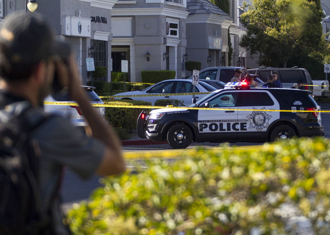 Las Vegas police investigate a shooting at a wellness and pain care facility at 311 North Buffalo Drive in Las Vegas on Thursday, June 29, 2017. Richard Brian Las Vegas Review-Journal @vegasphotograph