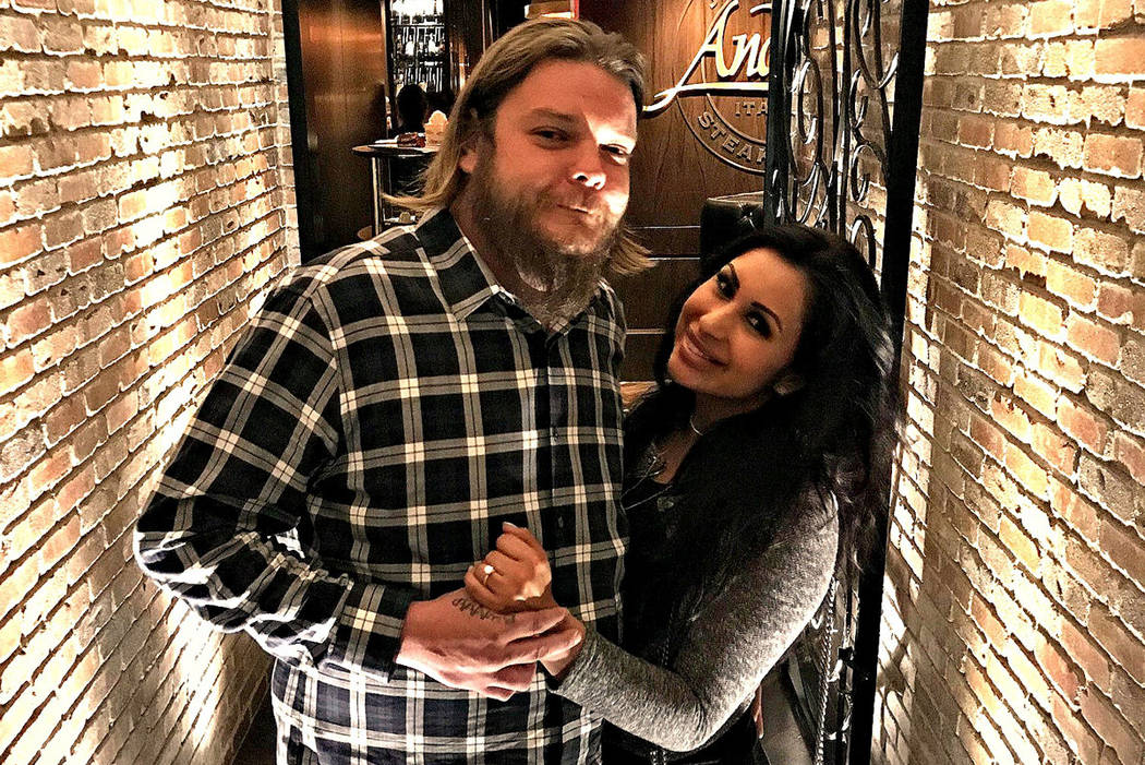 Corey Harrison and Kiki Nejo at Joe Vicari's Andiamo Italian Steakhouse at The D Las Vegas in downtown Las Vegas. (Courtesy)