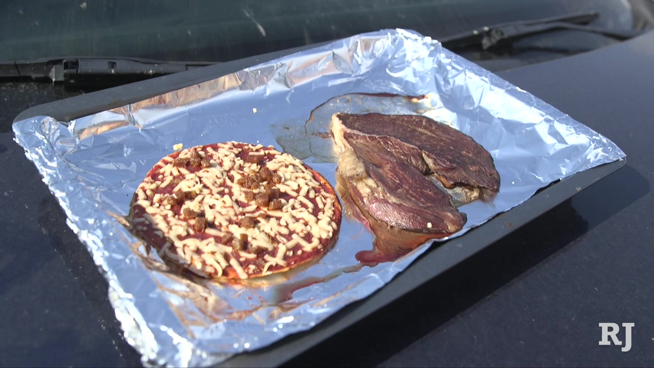 Las Vegas hit 117 degrees, so we cooked steak and pizza in a car