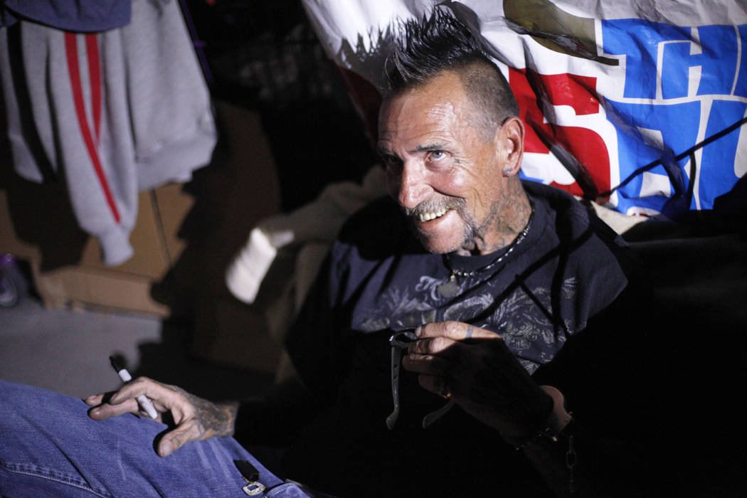 &quot;Spike&quot; at his encampment inside a flood tunnel on Tuesday, May 16, 2017, in Las Vegas. Rachel Aston Las Vegas Review-Journal @rookie__rae