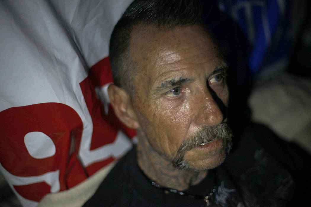 &quot;Spike&quot; at his encampment inside a flood tunnel on Tuesday, May 16, 2017, in Las Vegas. Rachel Aston Las Vegas Review-Journal @rookie__rae