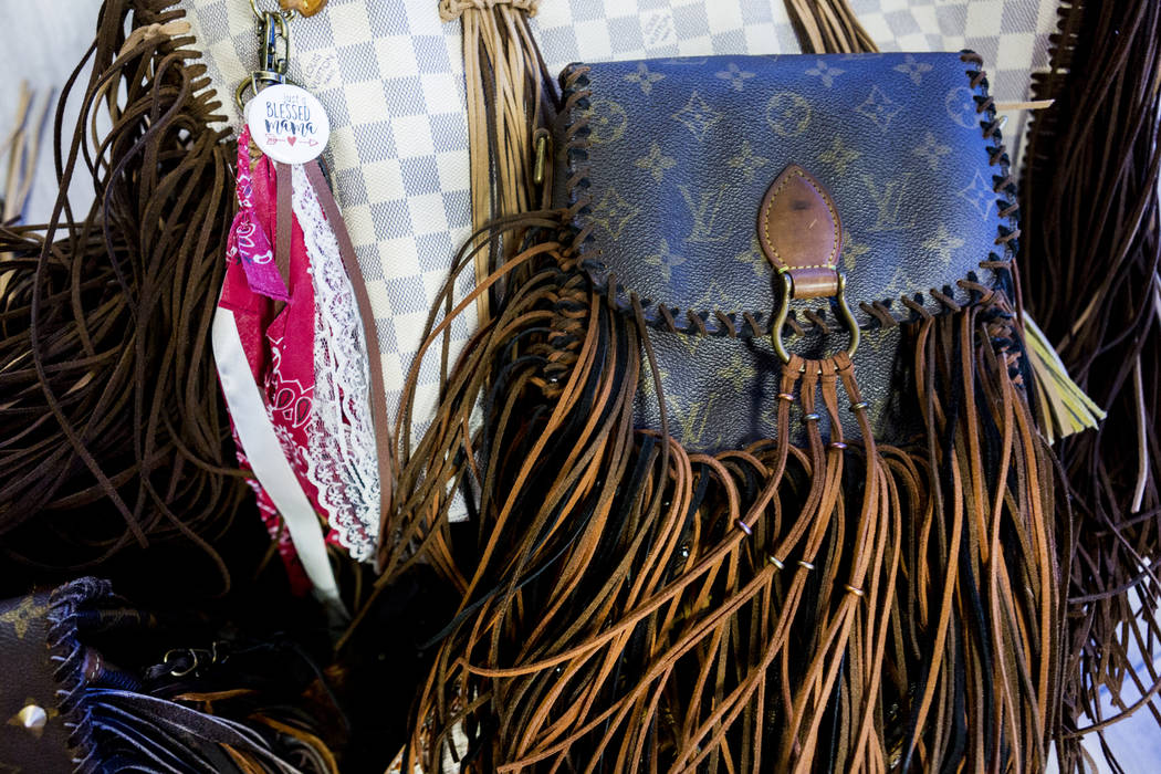 Custom purses in the New Vintage Handbags office in Las Vegas, Wednesday, June 28, 2017. Elizabeth Brumley Las Vegas Review-Journal