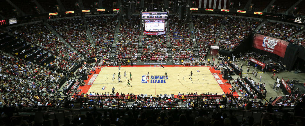 The Boston Celtics play the Dallas Mavericks during a 2017 NBA Summer League game at Thomas & Mack in Las Vegas on Saturday, July 15, 2017. Bridget Bennett Las Vegas Review-Journal @bridgetkbe ...
