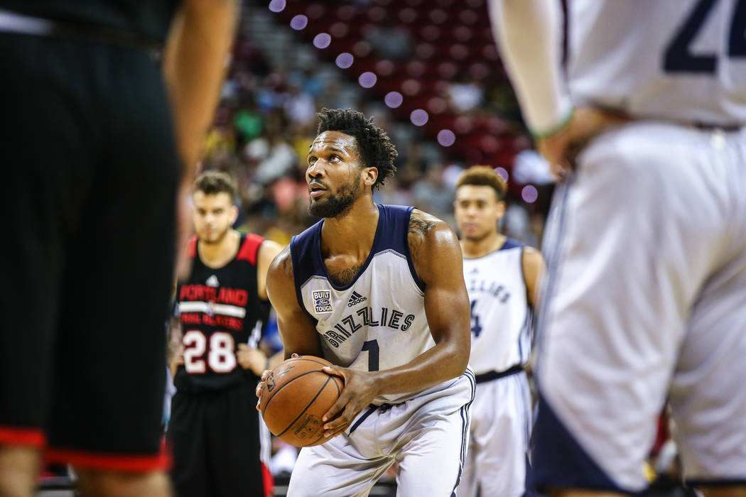 Memphis Grizzlies player Wayne Selden Jr. (7) during the NBA Summer League semifinal basketball game at Thomas and Mack Center on Sunday, July 16, 2017, in Las Vegas.