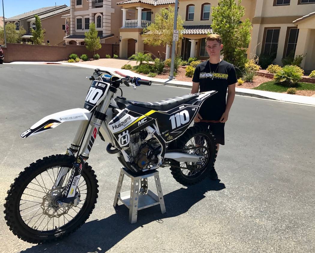 Devon Bates rides a 250 C Husqvarna bike, of which he has two: one for practice and one for racing.(Madelyn Reese/View) @MadelynGReese