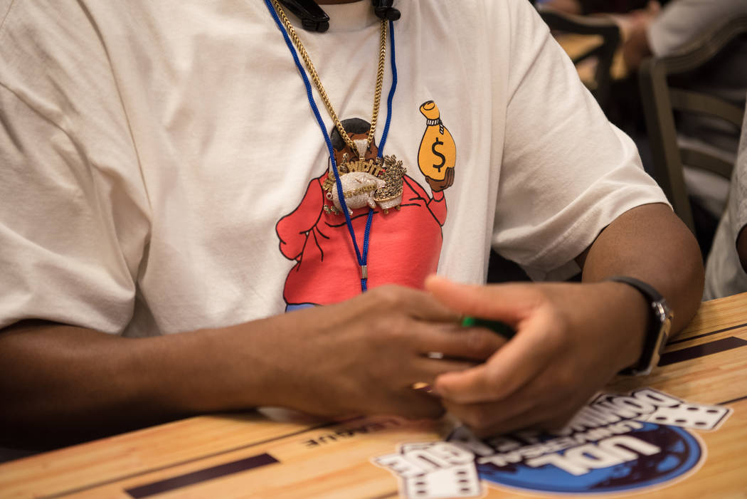 A Fat Albert shirt is worn at the Summer Slam Domino Tournament hosted by the The Universal Domino League at Westgate hotel-casino on Saturday, July 8, 2017, in Las Vegas. Morgan Lieberman Las Veg ...
