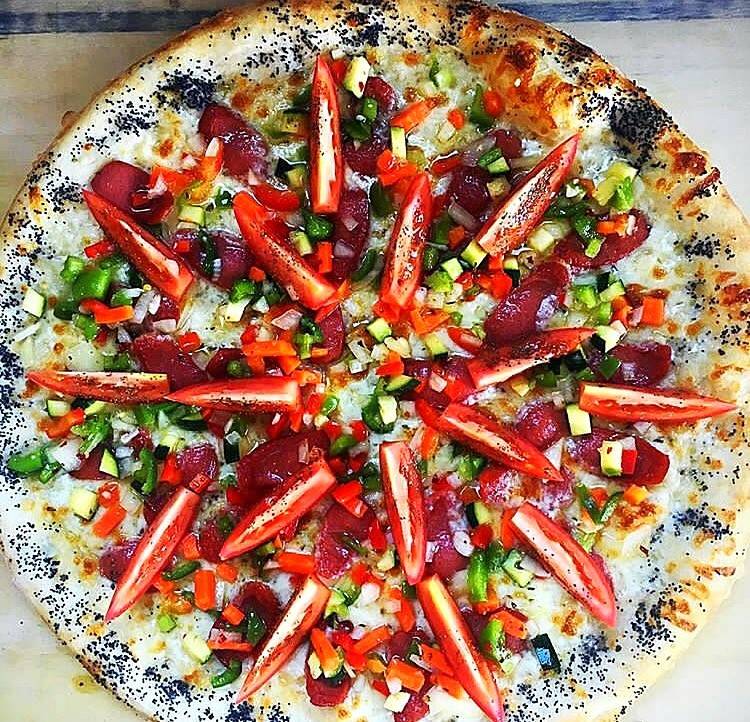 Chicago Dog Pizza at Metro Pizza. Metro Pizza