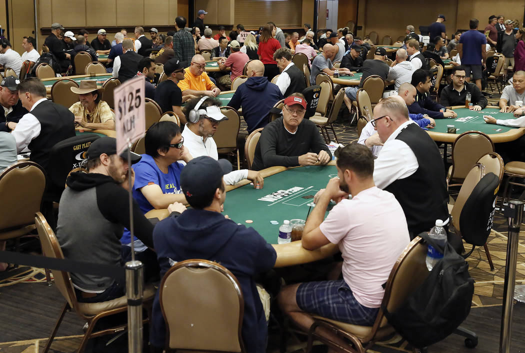 Poker players at the 2017 World Series of Poker at the Rio Convention Center in Las Vegas on Friday, July 7, 2017, in Las Vegas. (Bizuayehu Tesfaye/Las Vegas Review-Journal) @bizutesfaye