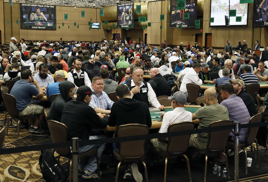 Poker players at the 2017 World Series of Poker at the Rio Convention Center in Las Vegas on Friday, July 7, 2017, in Las Vegas. (Bizuayehu Tesfaye/Las Vegas Review-Journal) @bizutesfaye