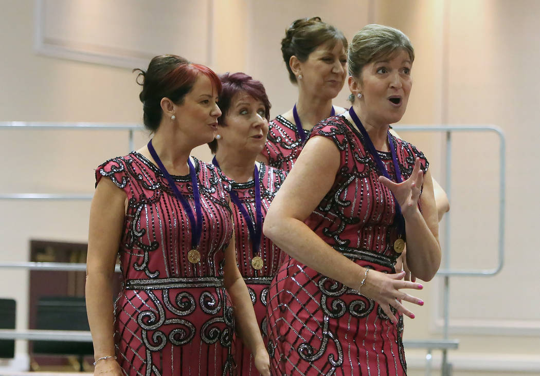 The PZAZZ from England perform at Bally's hotel-casino during the 2017 Barbershop Harmony Society’s international convention on Saturday, July 8, 2017, in Las Vegas. Bizuayehu Tesfaye/Las V ...