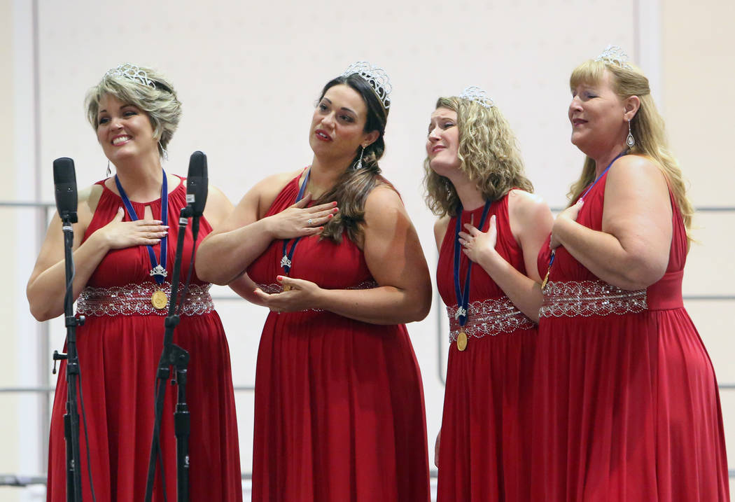 The Ladies of LiveWire from Upstate New York perform at Bally's hotel-casino during the 2017 Barbershop Harmony Society’s international convention on Saturday, July 8, 2017, in Las Vegas. B ...