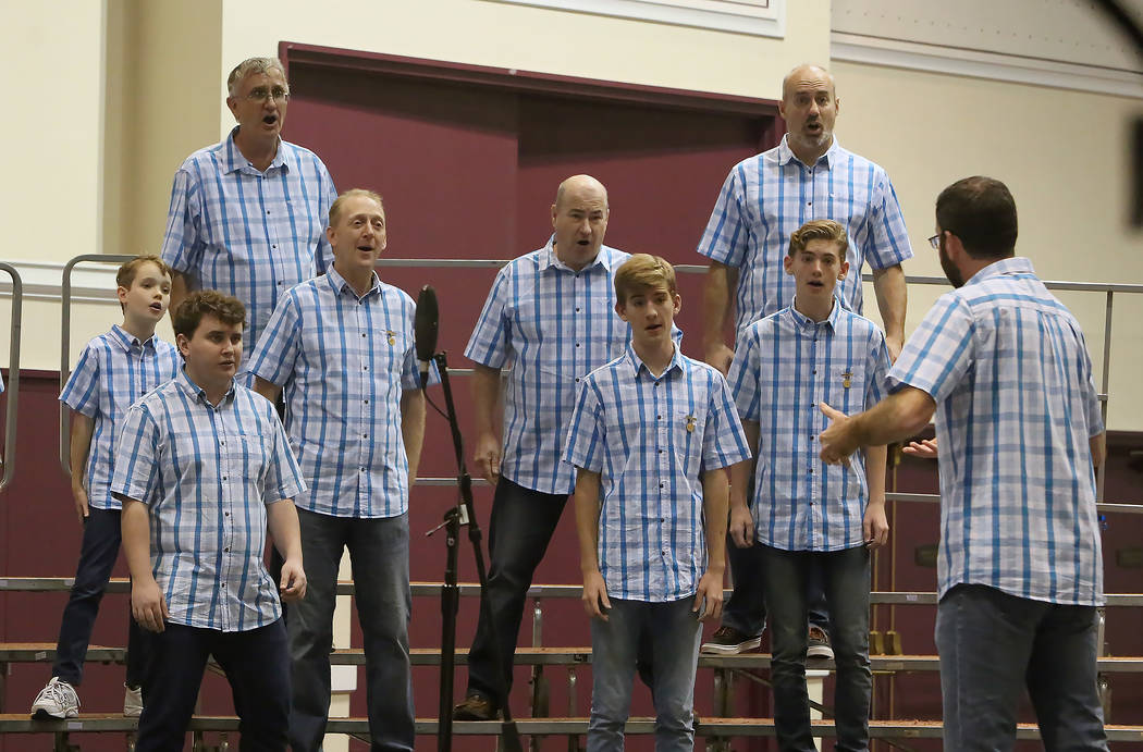 Sound Connection Chorus from Australia perform at Bally's hotel-casino during the 2017 Barbershop Harmony Society’s international convention on Saturday, July 8, 2017, in Las Vegas. Bizuaye ...