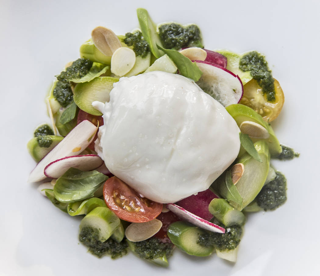 Asparagus and burrata at Hawthorn Grill on Friday, July 7, 2017, at J.W. Marriott, in Las Vegas. Benjamin Hager Las Vegas Review-Journal @benjaminhphoto