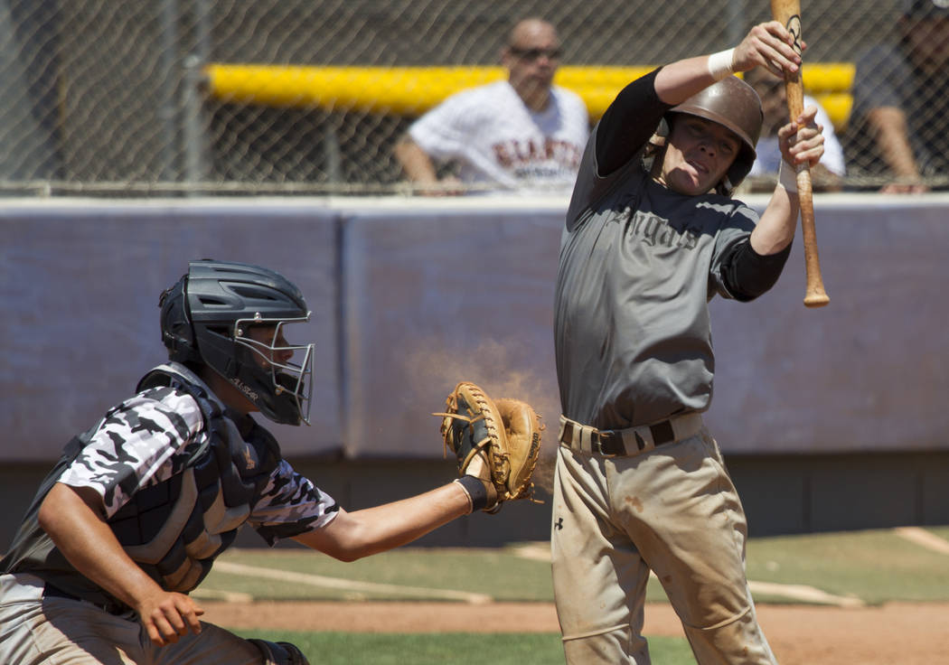 Bengals Nick Desoto 10 Moves Away From A Wild Pitch Against Las Vegas Mustangs In The Connie Mack State Baseball Tournament Championship Game At The College Of Southern Nevada Henderson Campus Bengals Nick Desoto 10 Moves Away From A Wild Pitch Against Las Vegas Mustangs In The Connie Mack State Baseball Tournament Championship Game At The College Of Southern Nevada Henderson Campus