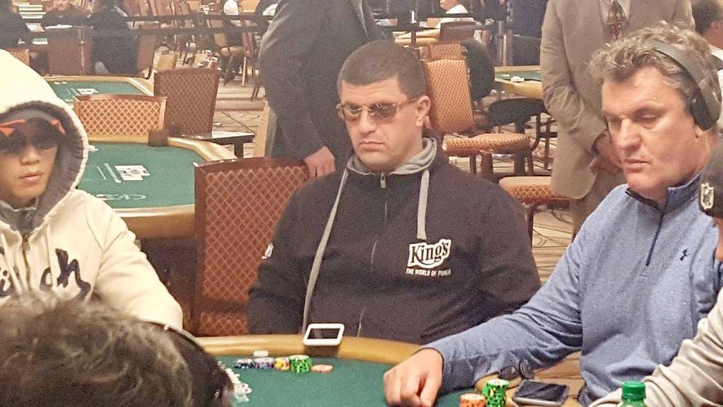 Leon Tsoukernik, who is at the center of a lawsuit over $3 million exchanged at a poker table inside Aria, plays the first day of the World Series of Poker Main Event on Saturday July 8, 2017. (Da ...