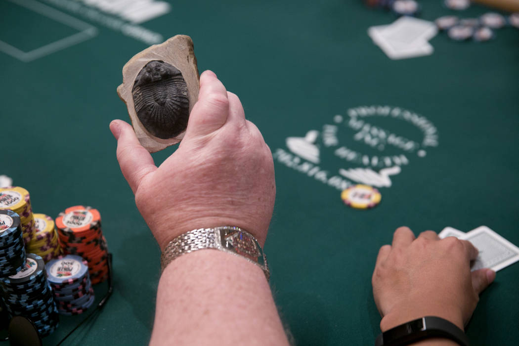 Greg Raymer shows off his fossil during the World Series of Poker at the Rio Convention Center in Las Vegas, Tuesday,July 11, 2017. Gabriella Angotti-Jones Las Vegas Review-Journal @gabriellaangojo | Las Vegas